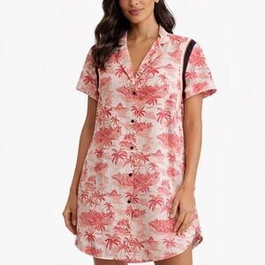 Scotch & Soda Maison Scotch Bamboo Beach Shirt Dress Size M Short Sleeve NEW